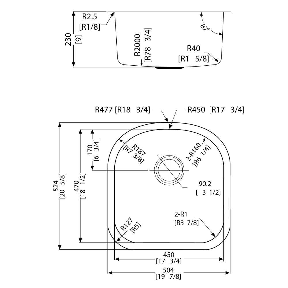 20.625-in. W CSA Approved Stainless Steel Kitchen Sink With 1 Bowl And 18 Gauge