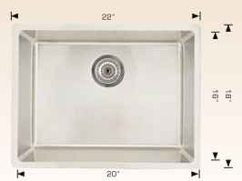 22-in. W CSA Approved Stainless Steel Kitchen Sink With 1 Bowl And 18 Gauge