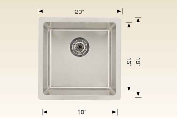 20-in. W CSA Approved Stainless Steel Kitchen Sink With 1 Bowl And 18 Gauge