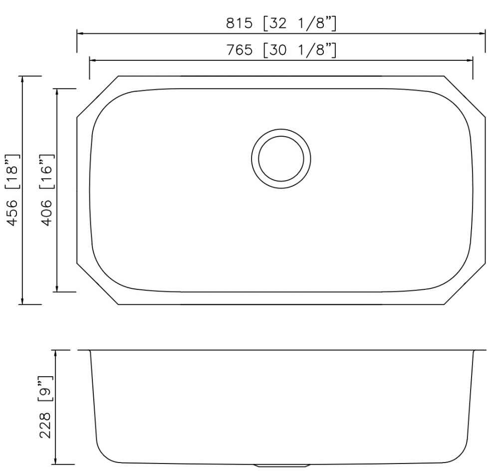 32.125-in. W CSA Approved Stainless Steel Kitchen Sink With 1 Bowl And 18 Gauge