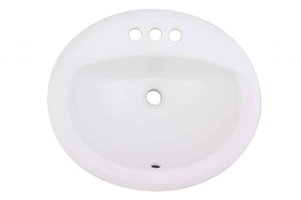 21-in. x 18.125-in. Oval Bathroom Sink White Enamel Glaze