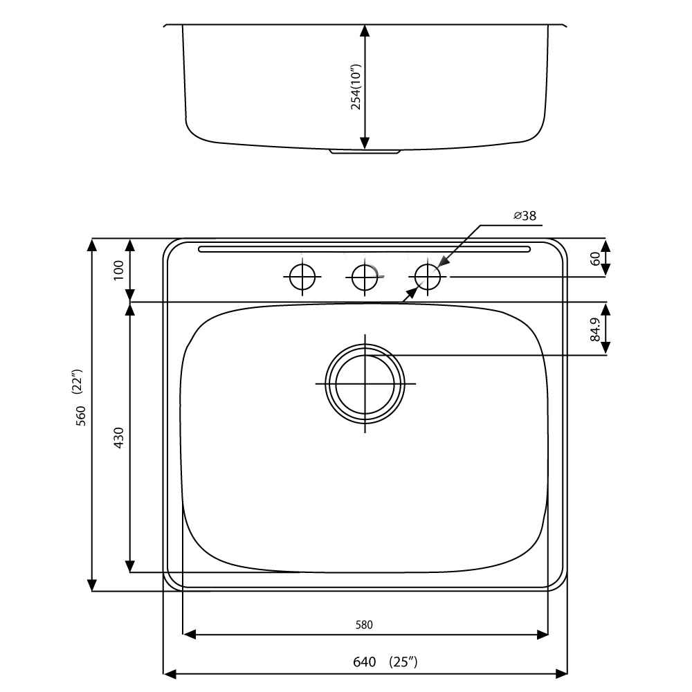 25-in. W CSA Approved Stainless Steel Kitchen Sink With 1 Bowl And 18 Gauge