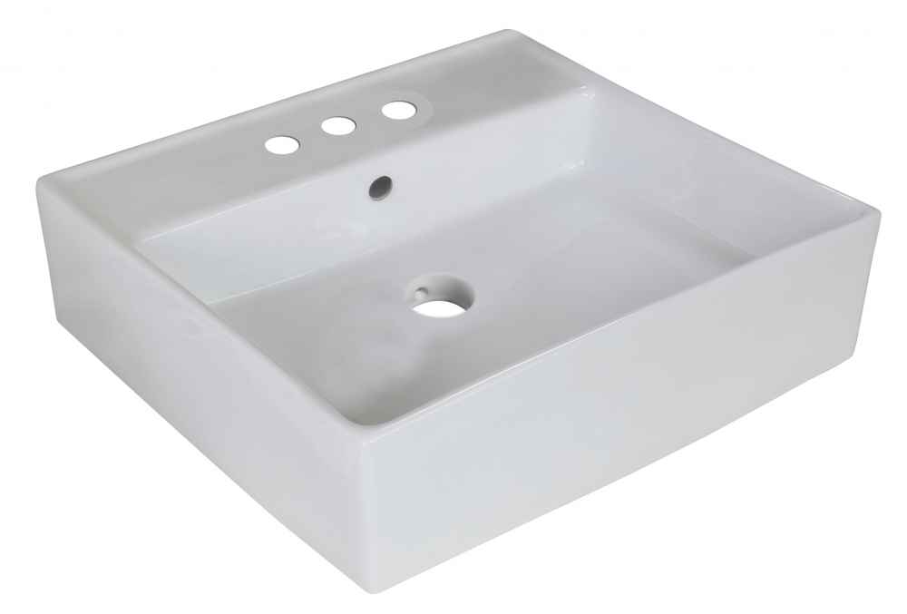 18-in. x 18-in. Square Bathroom Vessel Sink White Enamel Glaze