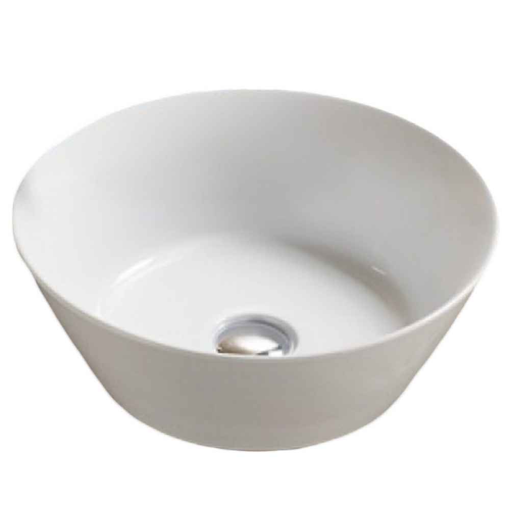 15.94-in. x 15.94-in. Round Bathroom Vessel Sink White Enamel Glaze