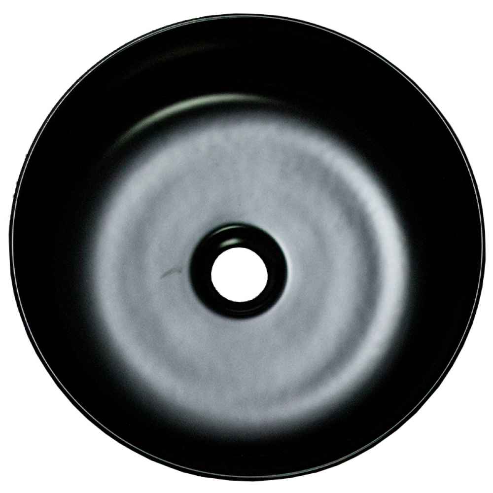 14.09-in. x 14.09-in. Round Bathroom Vessel Sink Black Enamel Glaze