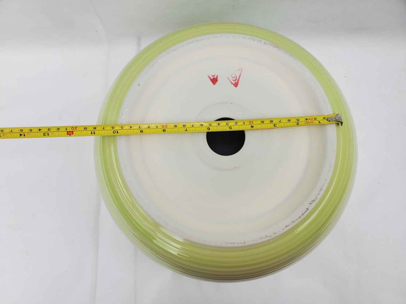 14.09-in. x 14.09-in. Round Bathroom Vessel Sink Olive Swirl Enamel Glaze