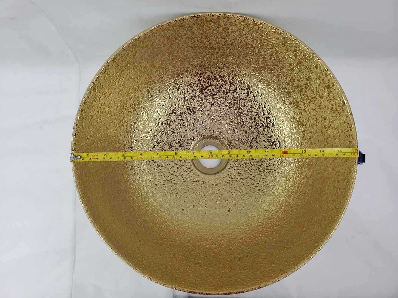 16.34-in. x 16.34-in. Round Bathroom Vessel Sink Gold Enamel Glaze