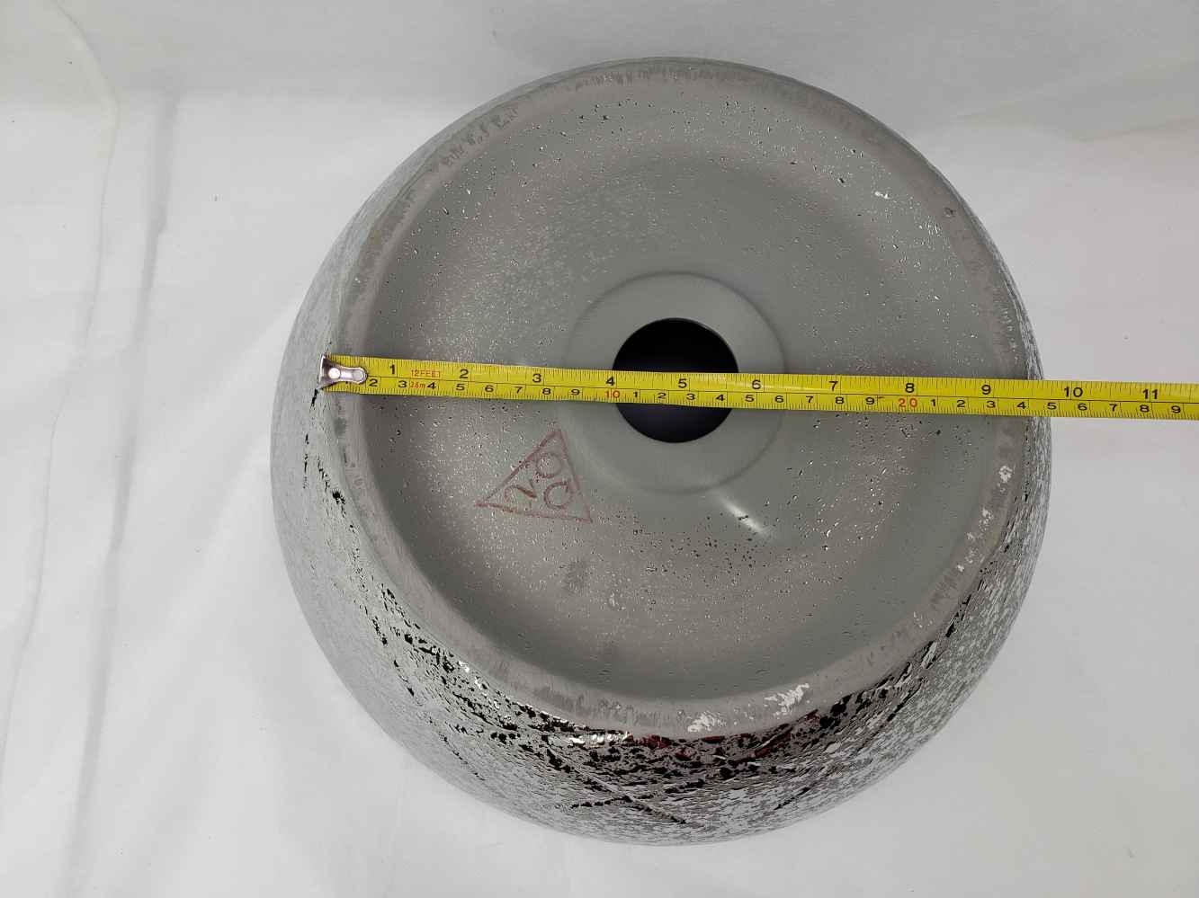 14.09-in. x 14.09-in. Round Bathroom Vessel Sink Silver Enamel Glaze