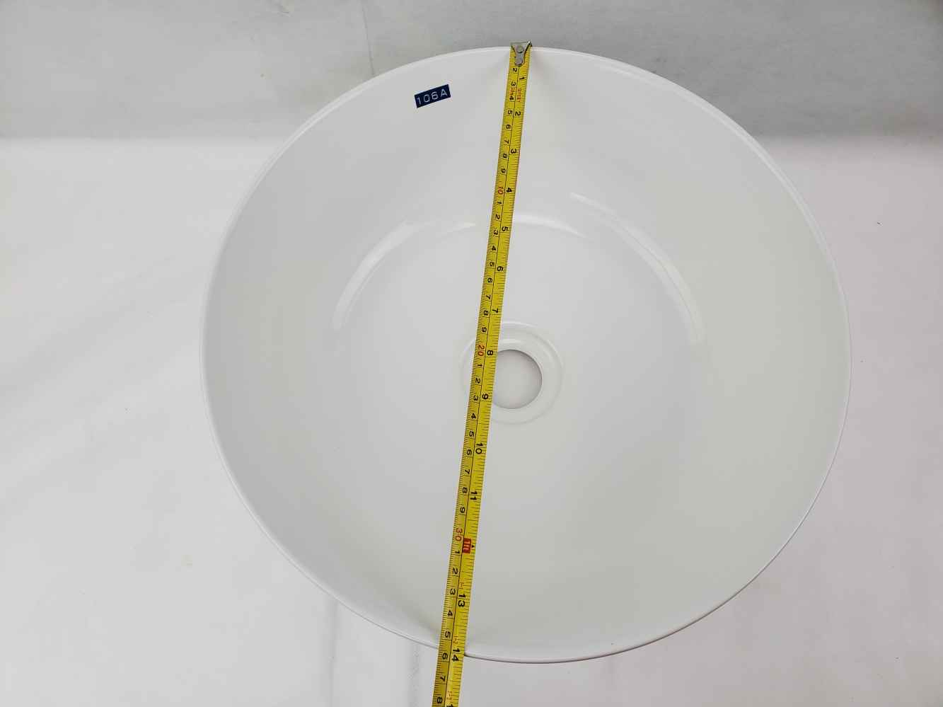 14.09-in. x 14.09-in. Round Bathroom Vessel Sink White Enamel Glaze