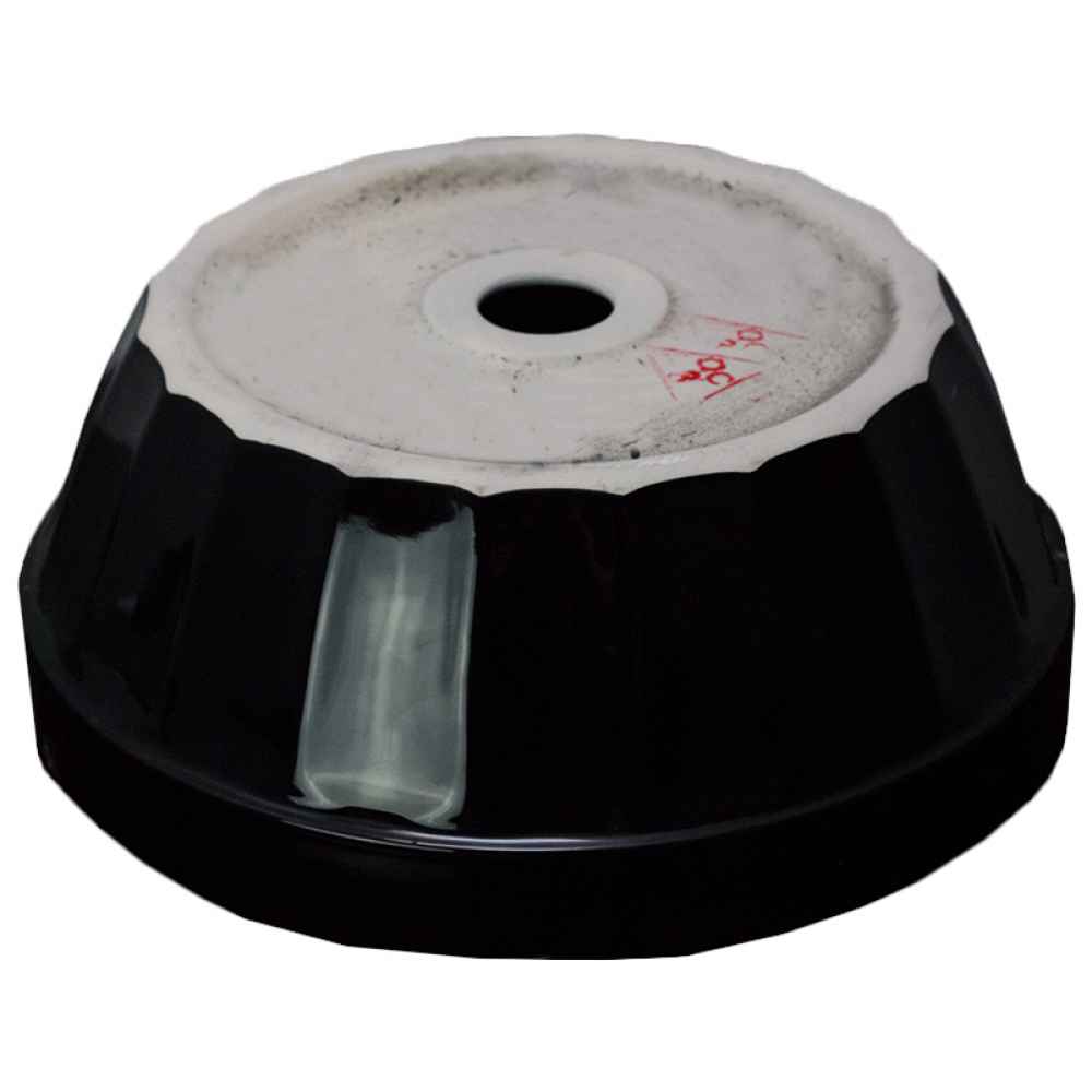 14.09-in. x 14.09-in. Round Bathroom Vessel Sink Black-White Enamel Glaze