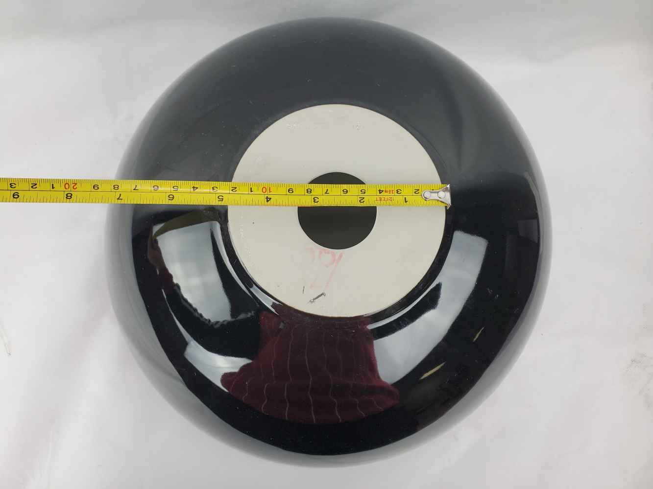 14.09-in. x 14.09-in. Round Bathroom Vessel Sink Black-White Enamel Glaze