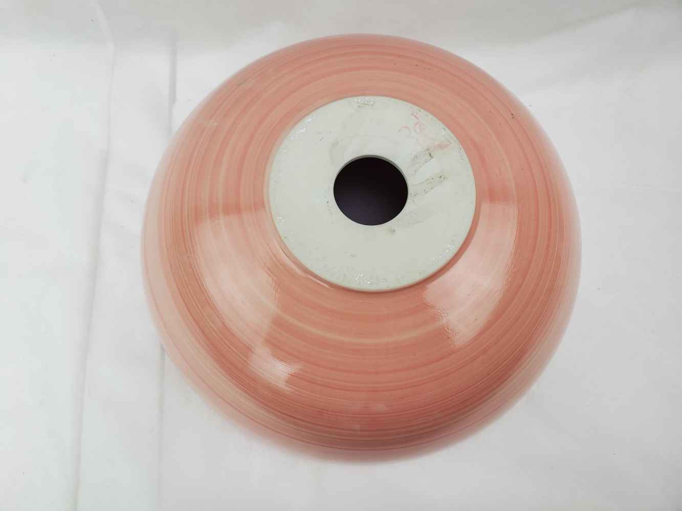 14.09-in. x 14.09-in. Round Bathroom Vessel Sink Red Swirl Enamel Glaze