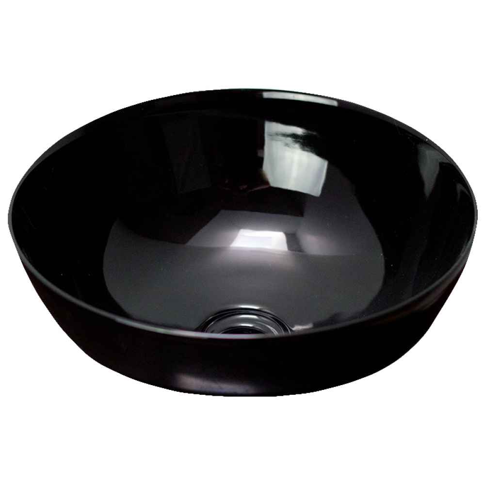 16.14-in. x 16.14-in. Round Bathroom Vessel Sink Black Enamel Glaze