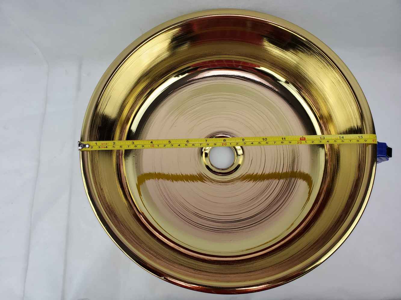 16.14-in. x 16.14-in. Round Bathroom Vessel Sink Gold Enamel Glaze
