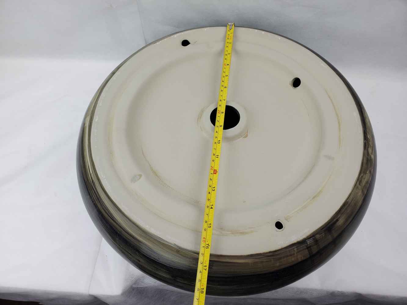 19.3-in. x 19.3-in. Round Bathroom Vessel Sink Black Swirl Enamel Glaze