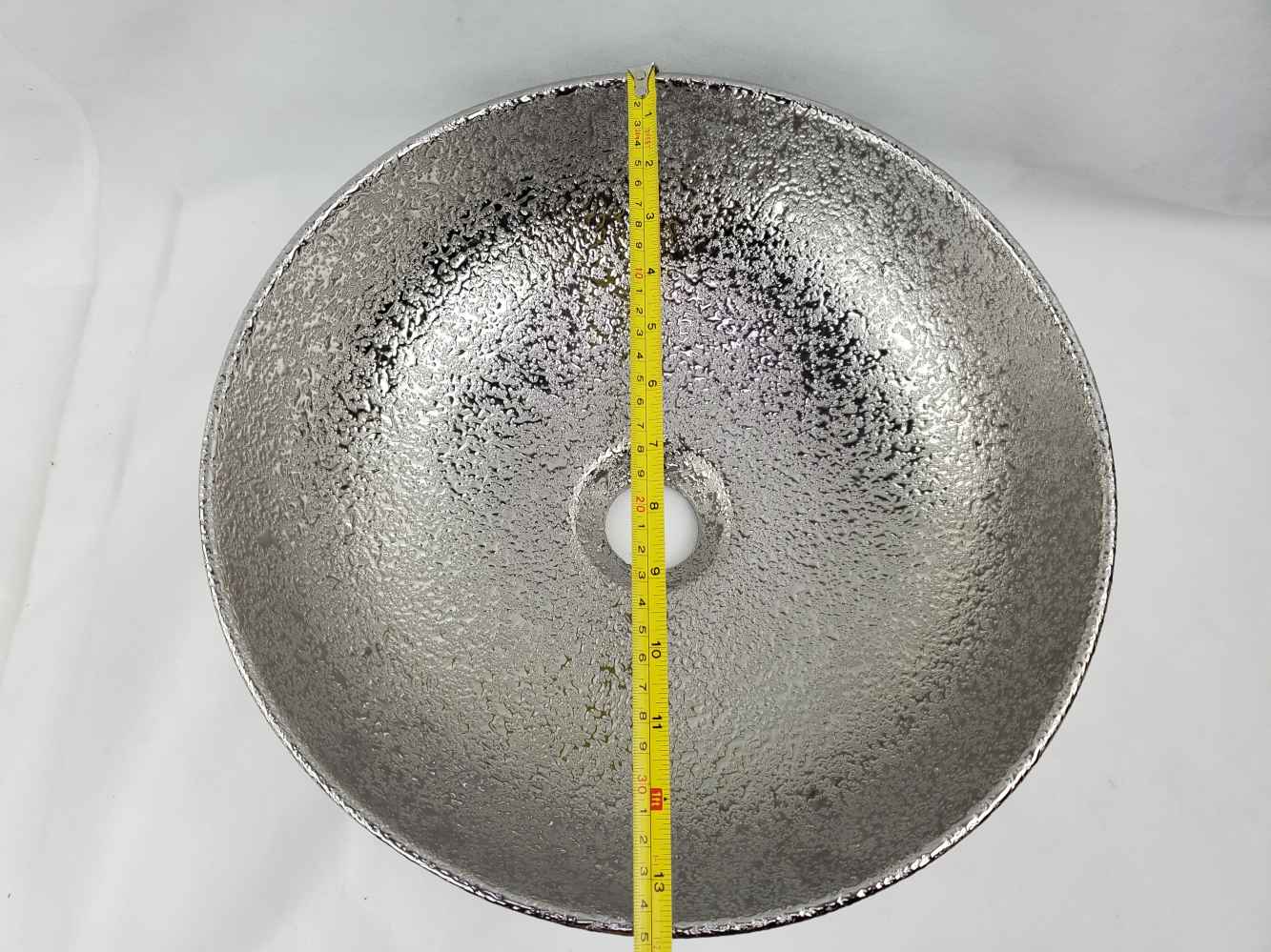13.98-in. x 13.98-in. Round Bathroom Vessel Sink Silver Enamel Glaze