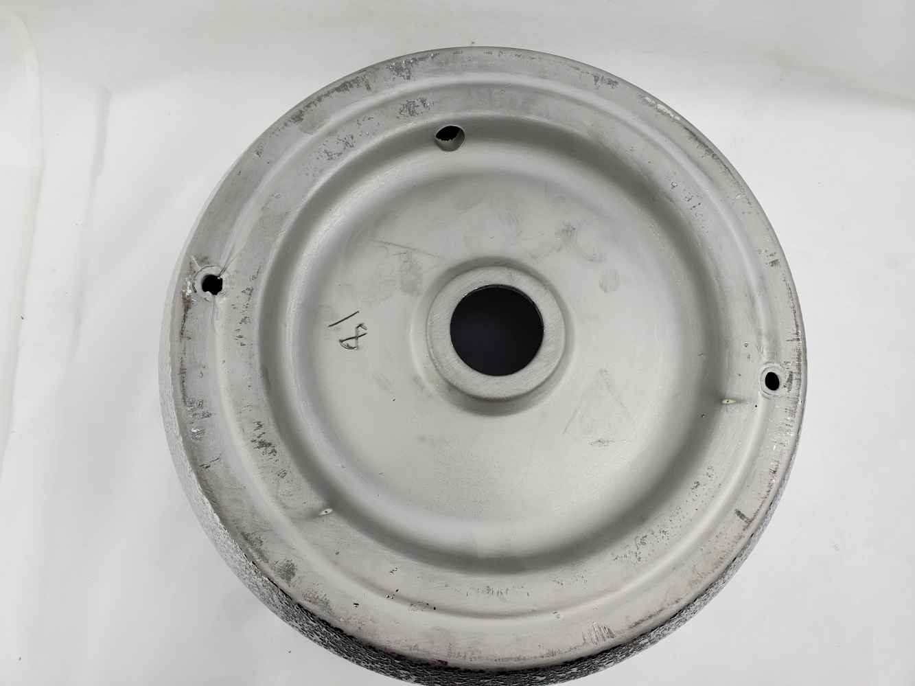 13.98-in. x 13.98-in. Round Bathroom Vessel Sink Silver Enamel Glaze