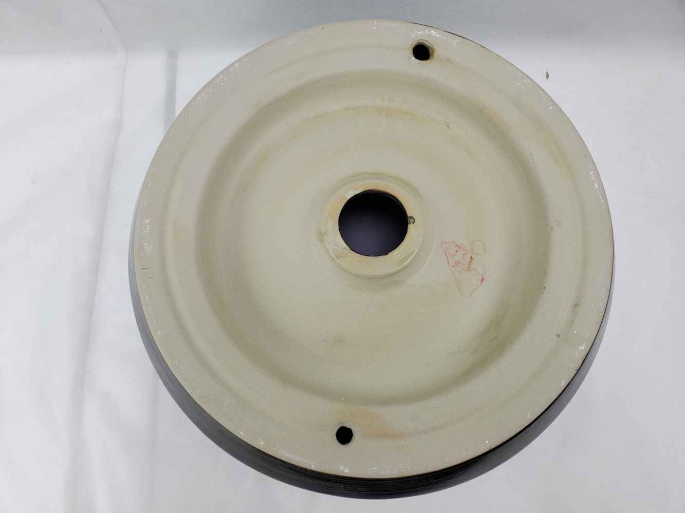13.98-in. x 13.98-in. Round Bathroom Vessel Sink Black Swirl Enamel Glaze