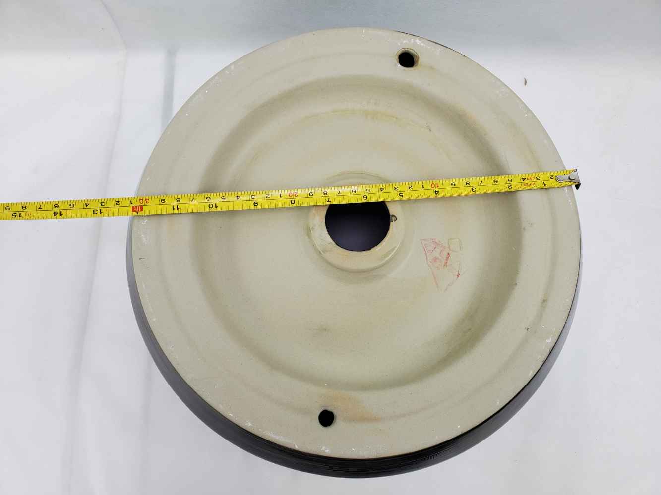 13.98-in. x 13.98-in. Round Bathroom Vessel Sink Black Swirl Enamel Glaze