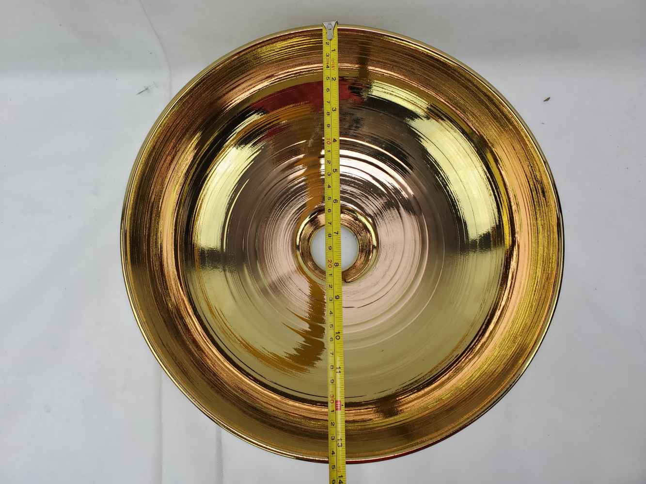 13.89-in. x 13.89-in. Round Bathroom Vessel Sink Gold Enamel Glaze