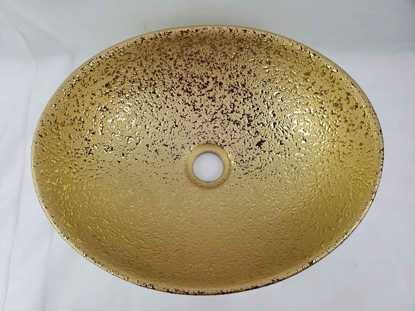15.94-in. x 13-in. Oval Bathroom Vessel Sink Gold Enamel Glaze