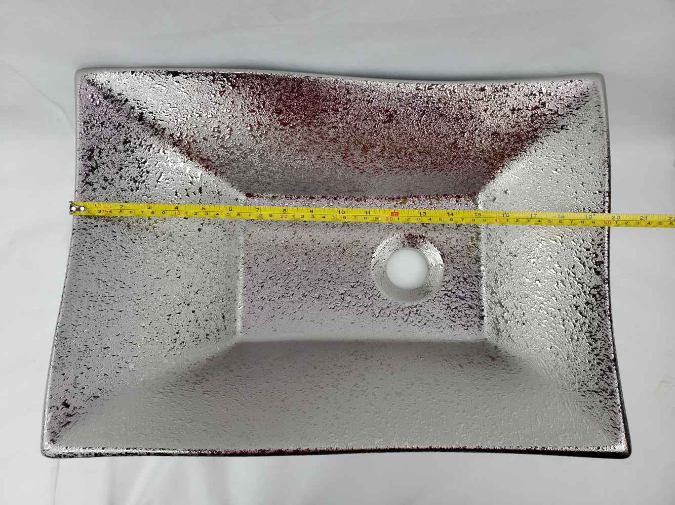 20.08-in. x 14.17-in. Rectangle Bathroom Vessel Sink Silver Enamel Glaze
