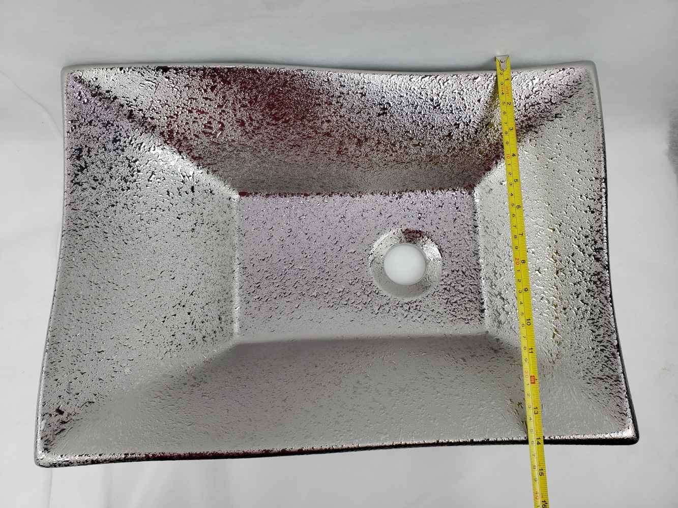 20.08-in. x 14.17-in. Rectangle Bathroom Vessel Sink Silver Enamel Glaze