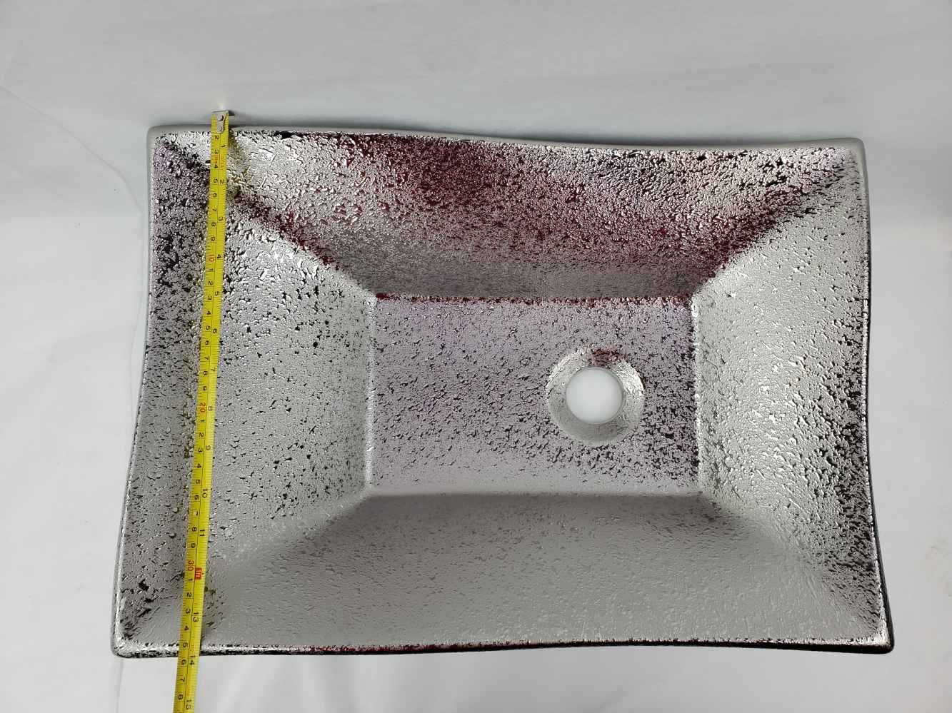 20.08-in. x 14.17-in. Rectangle Bathroom Vessel Sink Silver Enamel Glaze