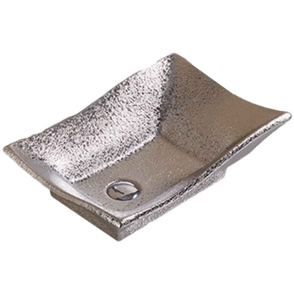 20.08-in. x 14.17-in. Rectangle Bathroom Vessel Sink Silver Enamel Glaze
