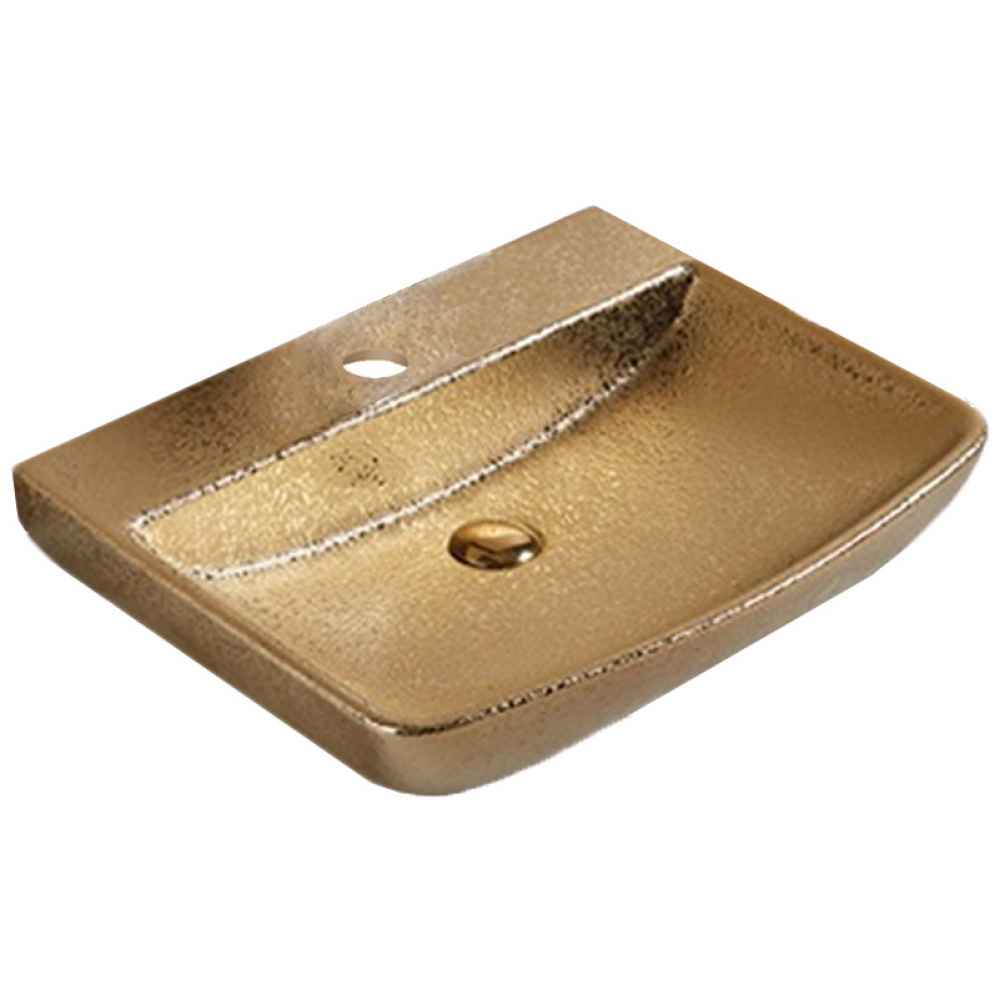 23.62-in. x 18.7-in. Rectangle Bathroom Vessel Sink Gold Enamel Glaze