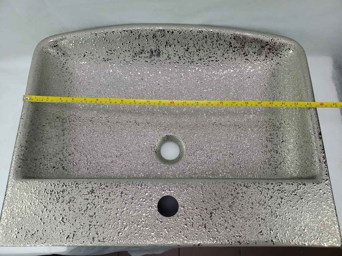 23.62-in. x 18.7-in. Rectangle Bathroom Vessel Sink Silver Enamel Glaze