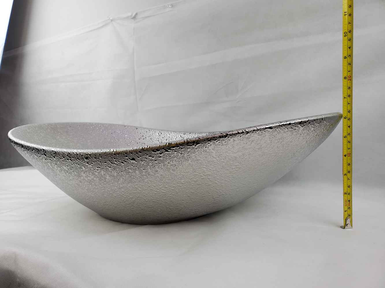 24.21-in. x 14.17-in. Oval Bathroom Vessel Sink Silver Enamel Glaze