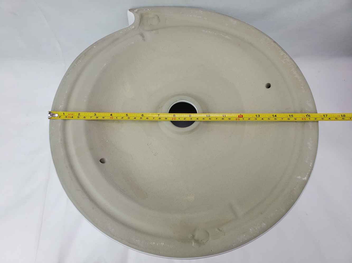 17.32-in. x 17.32-in. Round Bathroom Vessel Sink White Enamel Glaze