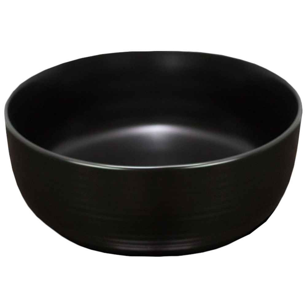 14.09-in. x 14.09-in. Round Bathroom Vessel Sink Black Enamel Glaze