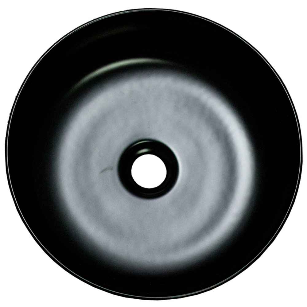 14.09-in. x 14.09-in. Round Bathroom Vessel Sink Black Enamel Glaze