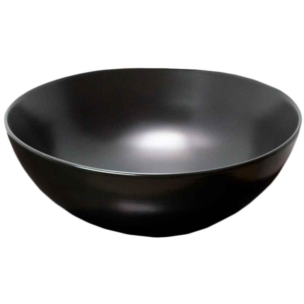 16.34-in. x 16.34-in. Round Bathroom Vessel Sink Black Enamel Glaze