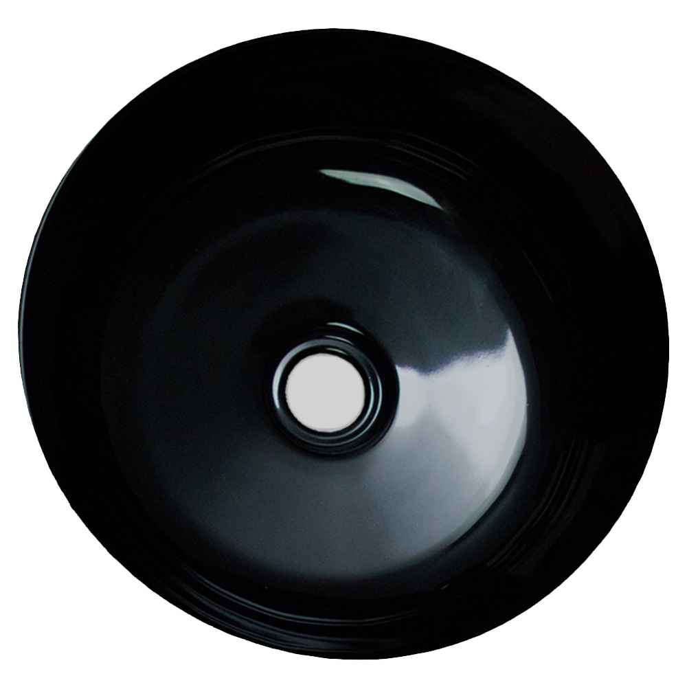 14.09-in. x 14.09-in. Round Bathroom Vessel Sink White Enamel Glaze