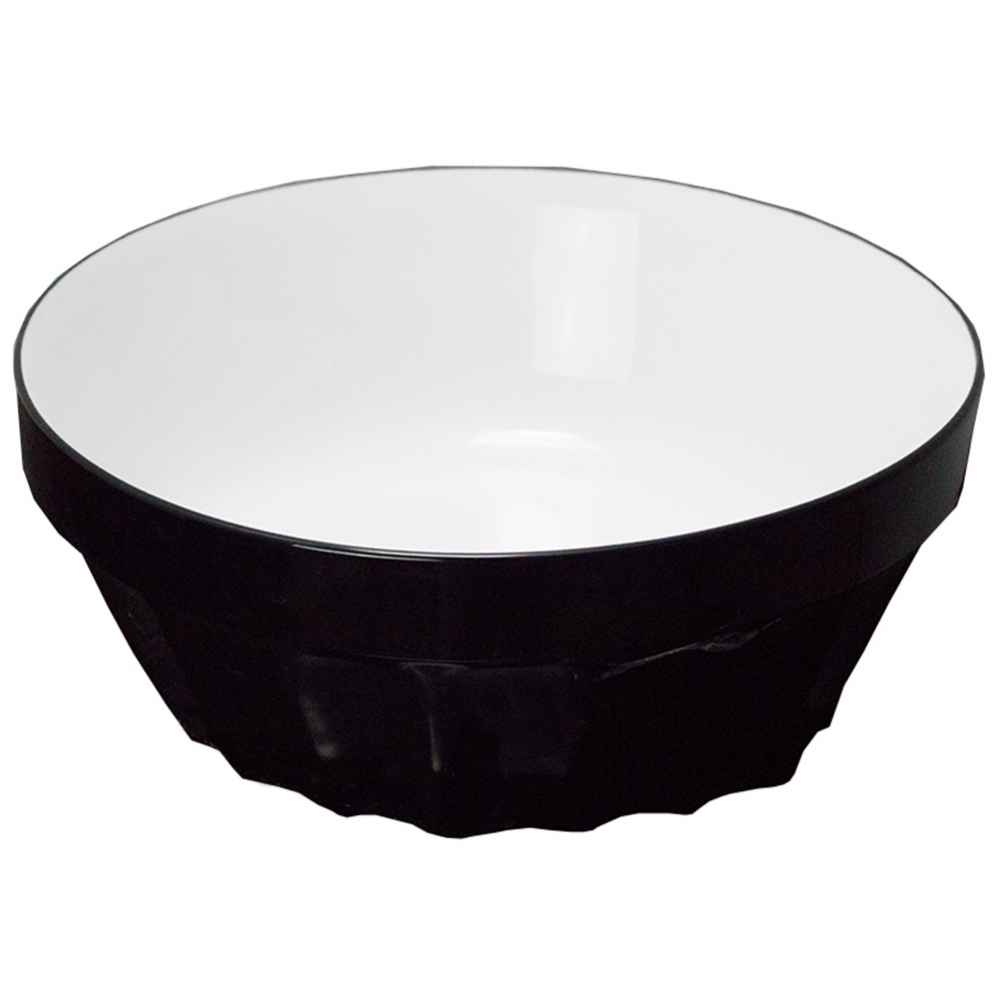14.09-in. x 14.09-in. Round Bathroom Vessel Sink Black-White Enamel Glaze