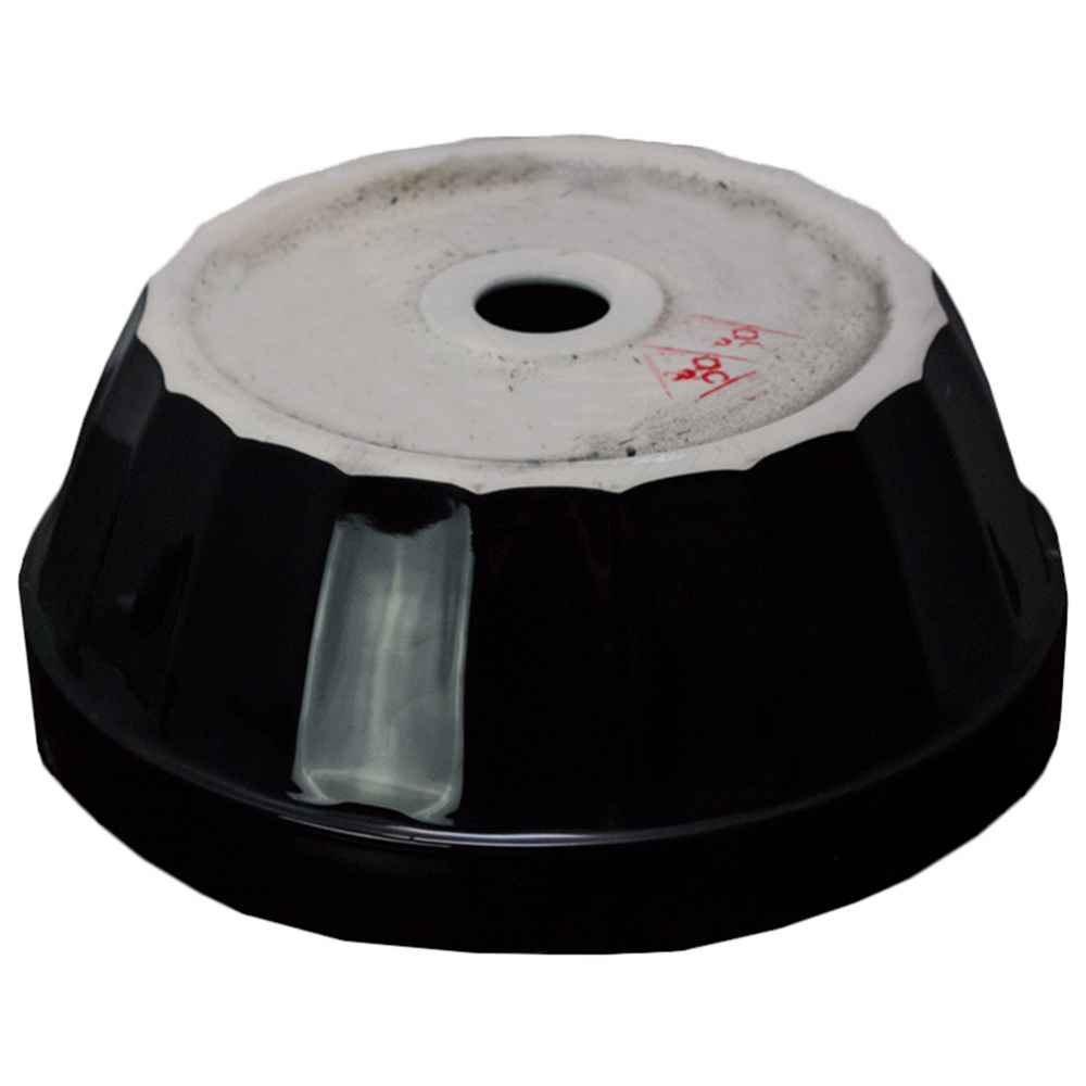 14.09-in. x 14.09-in. Round Bathroom Vessel Sink Black-White Enamel Glaze