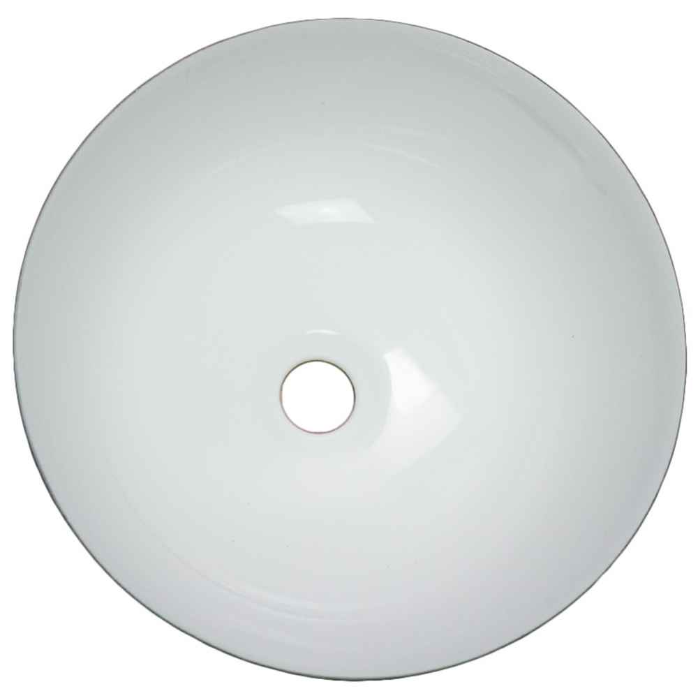 14.09-in. x 14.09-in. Round Bathroom Vessel Sink Black-White Enamel Glaze