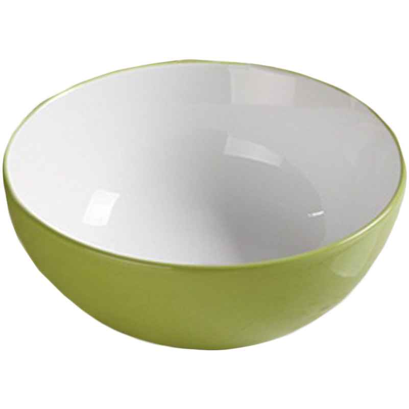 14.09-in. x 14.09-in. Round Bathroom Vessel Sink Olive-White Enamel Glaze