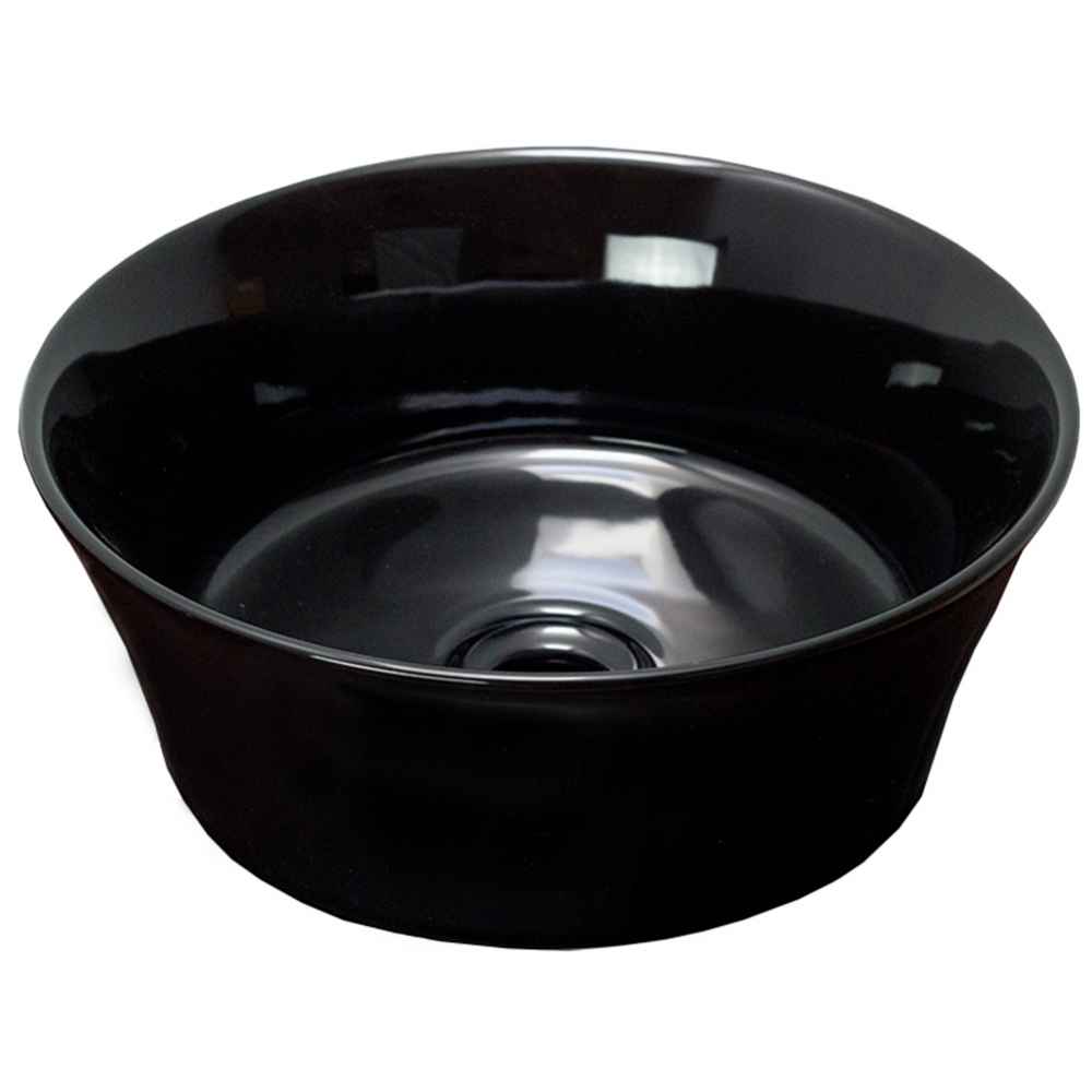 15.9-in. x 15.9-in. Round Bathroom Vessel Sink Black Enamel Glaze