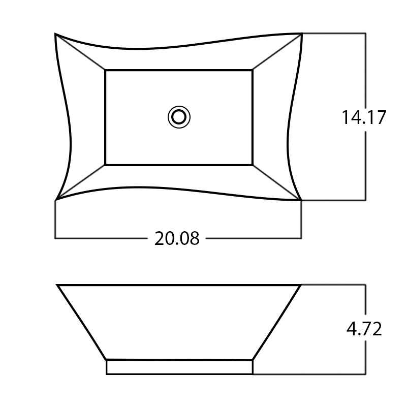 20.08-in. x 14.17-in. Rectangle Bathroom Vessel Sink Silver Enamel Glaze