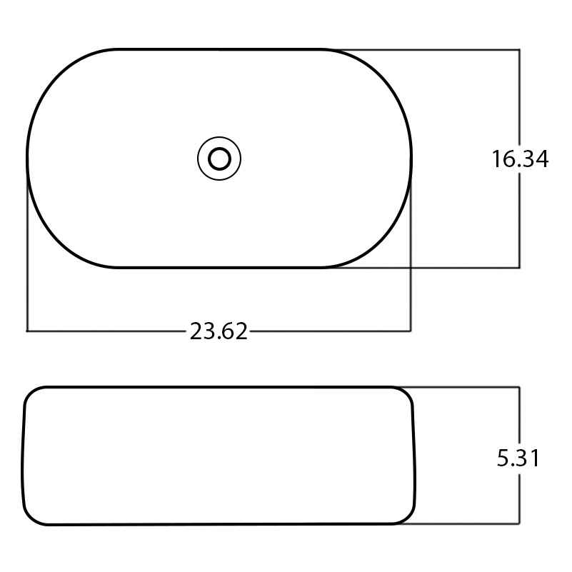 23.62-in. x 16.34-in. Oval Bathroom Vessel Sink White Enamel Glaze