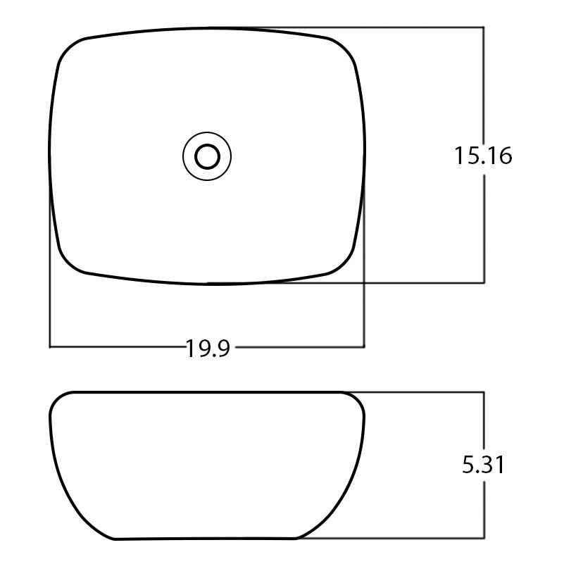 19.9-in. x 15.16-in. Rectangle Bathroom Vessel Sink White Enamel Glaze
