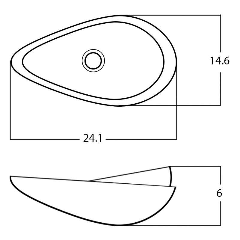 24.01-in. x 14.6-in. Oval Bathroom Vessel Sink White Enamel Glaze
