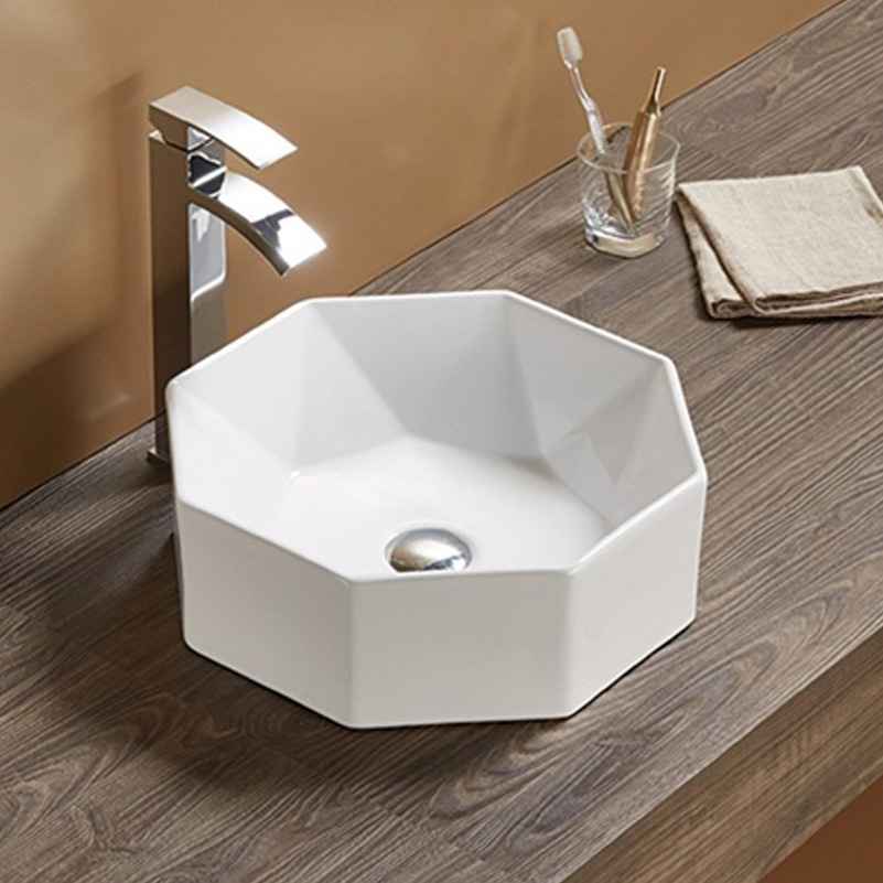 15.35-in. x 15.35-in. Round Bathroom Vessel Sink White Enamel Glaze