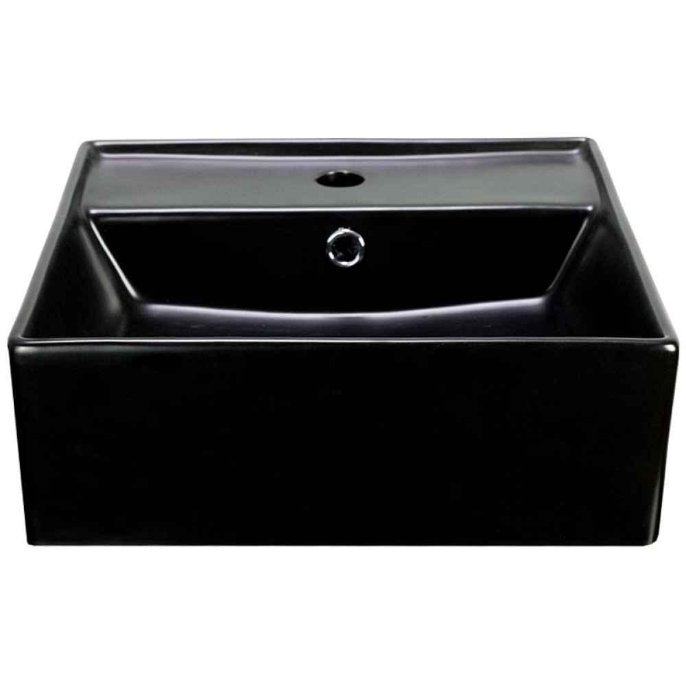 16-in. x 16-in. Square Bathroom Vessel Sink Black Enamel Glaze