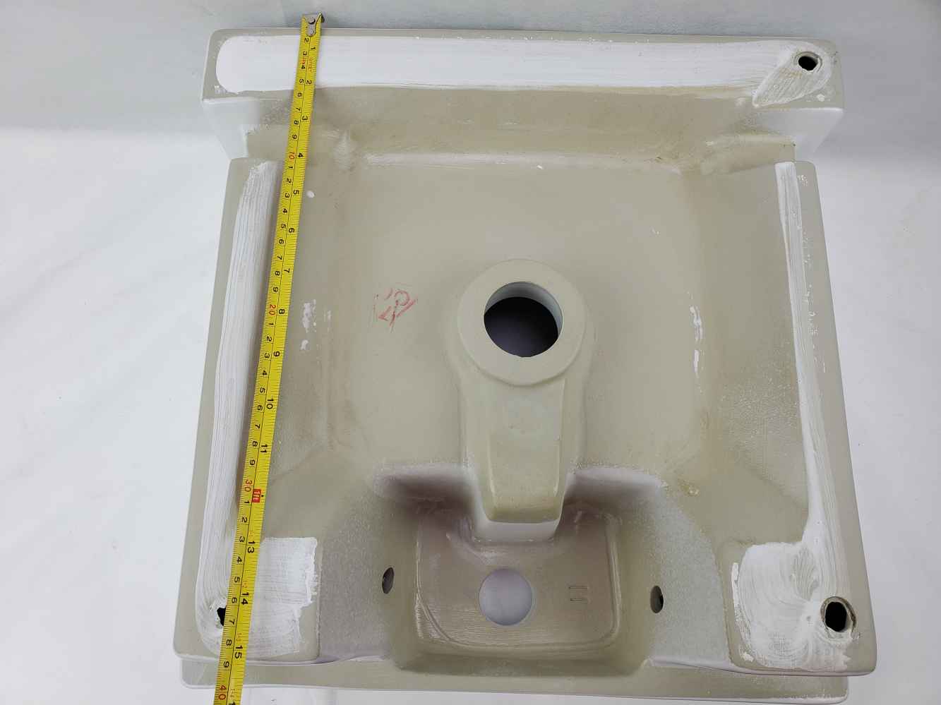 16.14-in. x 16.14-in. Square Bathroom Vessel Sink White Enamel Glaze