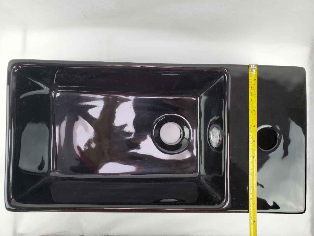 19-in. x 9.5-in. Rectangle Bathroom Vessel Sink Black Enamel Glaze